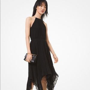 Micheal Kors Pleated Georgette Halter Dress